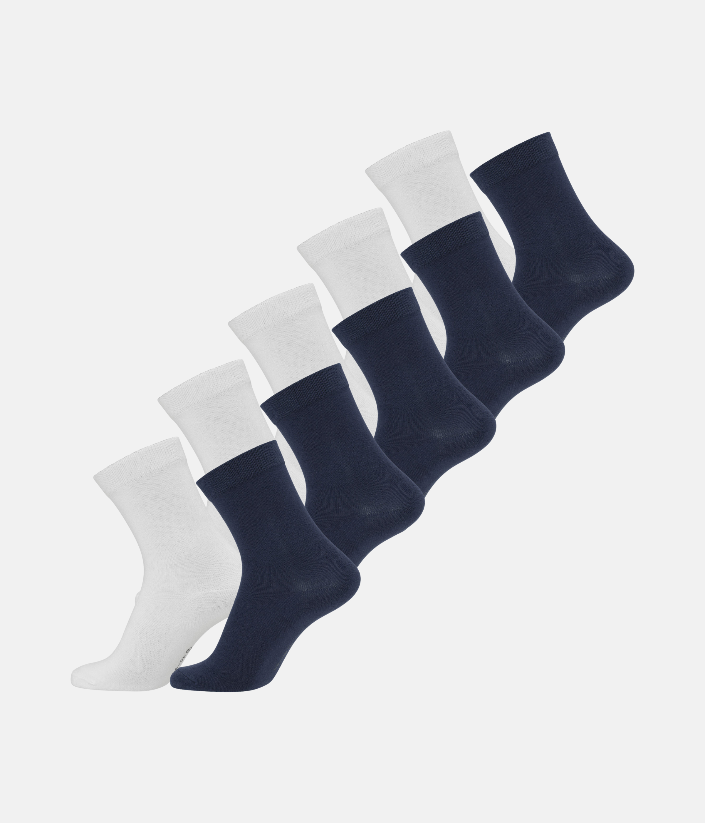 10 Par Bambus Strømper - Hvid/Navy