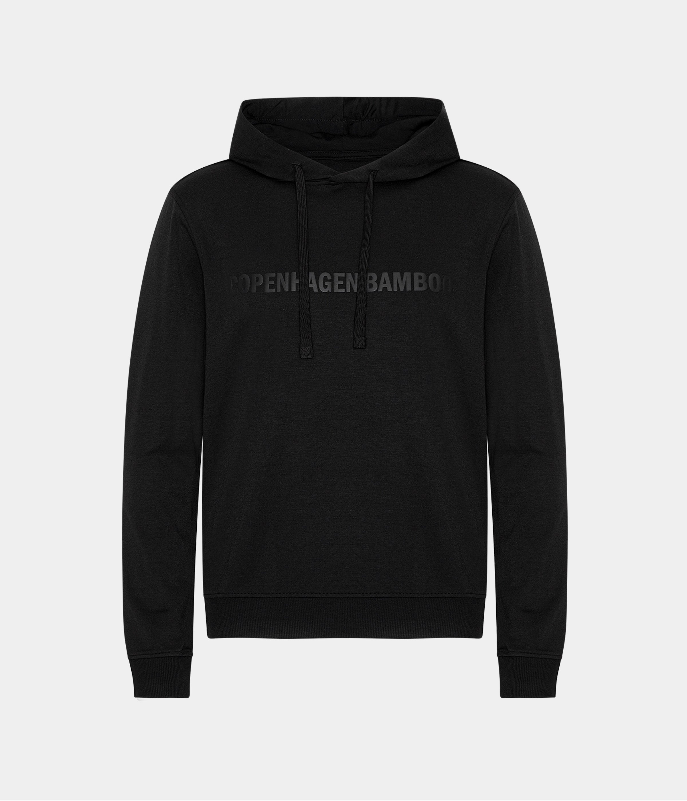 Black bamboo hoodie jogging set with logo