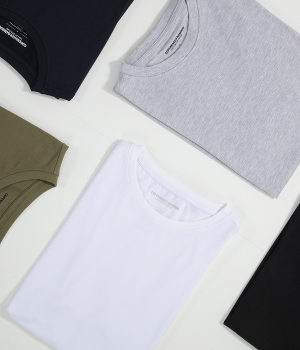 3 pack bamboo long sleeve T-shirt white/white/black